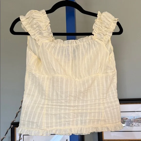 Brandy Melville Soft Yellow Ruffle Blouse - Picture 3 of 6